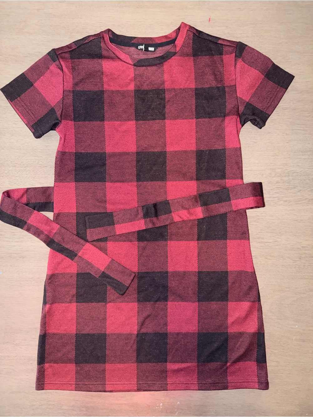 Steve Madden Red and Black Buffalo Plaid Midi Dress